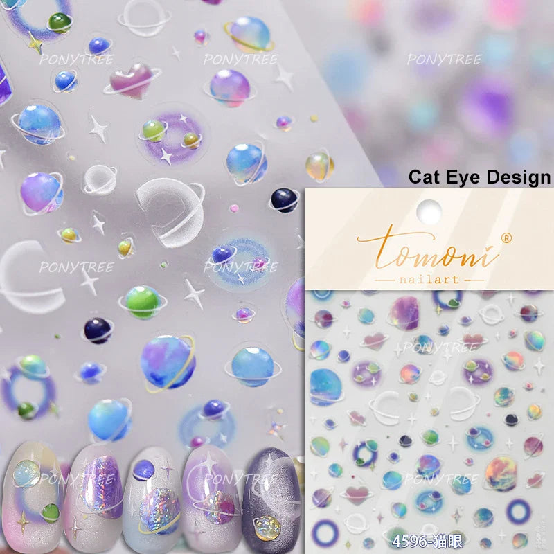 Irregular Stars Red Silver Five-pointed Star Meteor Shiny 5D Self Adhesive Nail Art Stickers Romantic Rhinestone Manicure Decals (ONLINE ORDER ONLY)