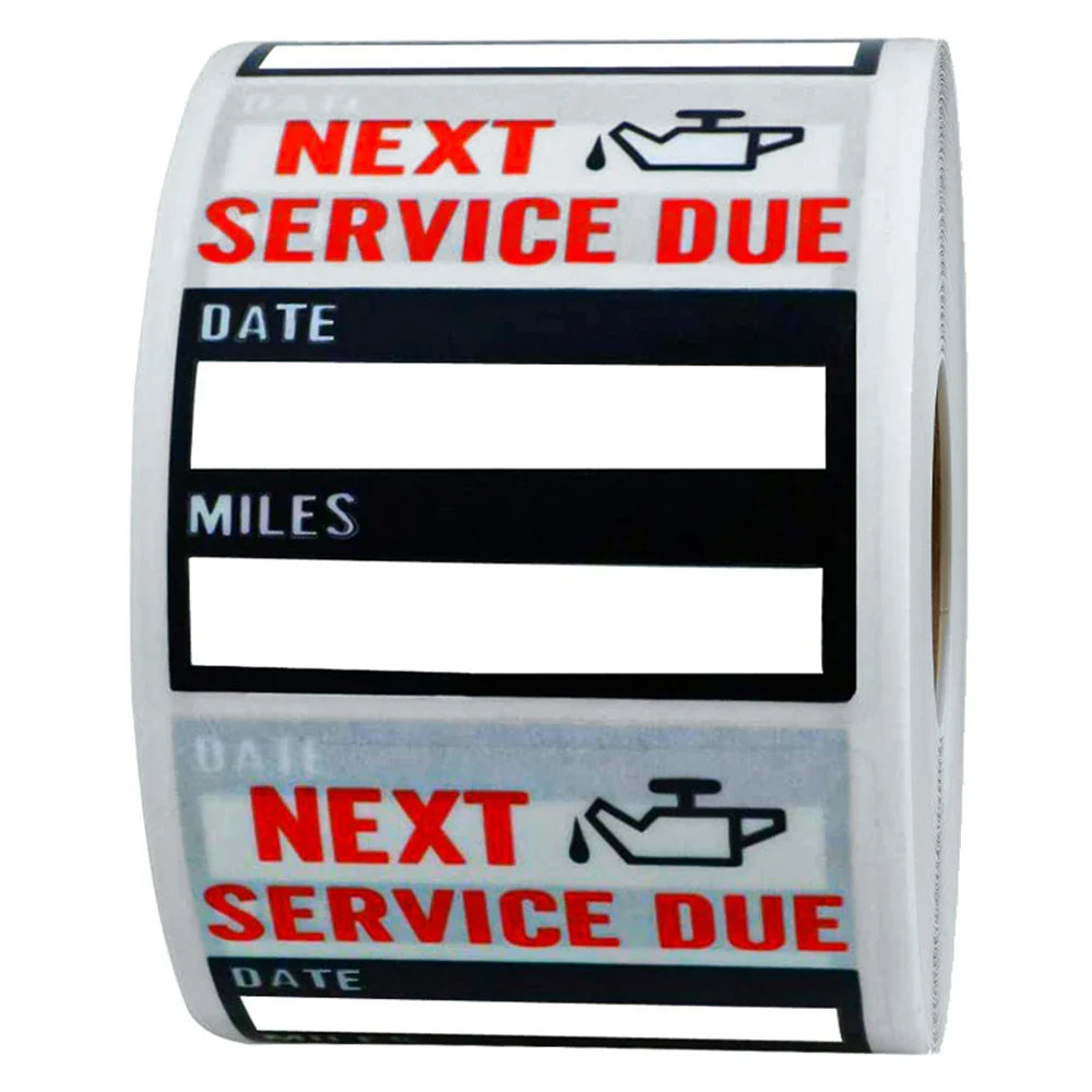 100pcs/roll Oil Change Maintenance Service Reminder Stickers Adhesive Window Labels Car Sticker "NEXT SERVICE DUE" (ONLINE ORDER ONLY)