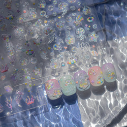 Star Drift Bottle Current Bottle Jellyfish Marine Meteor Water Bubble Love Heart Self Adhesive Nail Art Stickers Manicure Decals (ONLINE ORDER ONLY)