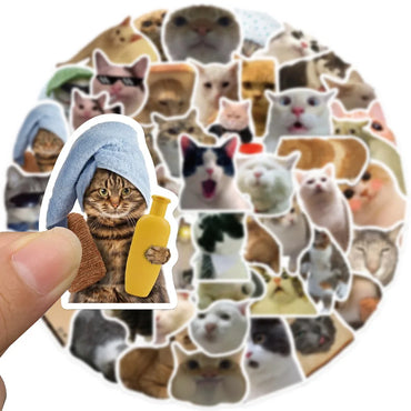 10/30/50PCS Cat Cartoon Stickers Funny Meme Kids Toy DIY Waterproof Luggage Laptop Suitcase Water Bike Bottle Decals Decoration (ONLINE ORDER ONLY)