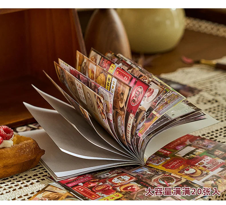20 Sheets Japanese Retro Dessert Cut Film Sticker Book Y2K Sticker Journal Handbook Scrapbooking Kawaii Decoration Sticker Gift (ONLINE ORDER ONLY)