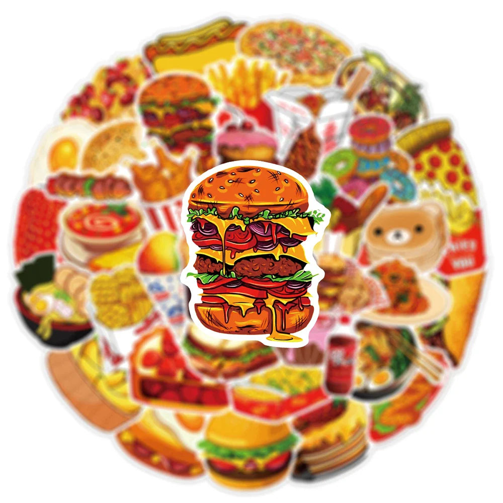 10/30/50pcs Delicious Food and Drink Sticker Packs (Online Order Only)