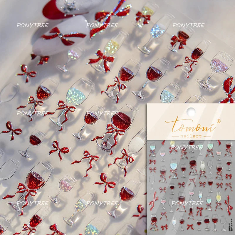 Dreamy Shiny Bowknot Ribbon Lace Delicate Tie Charming 5D Nail Art Decoration Sticker Self Adhesive Manicure Decal DIY Wholesale (ONLINE ORDER ONLY)
