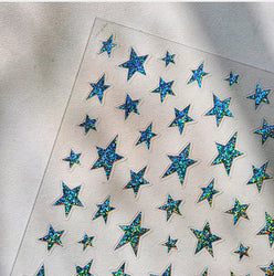 Sparkle Laser Silver Starburst Five-pointed Star Geometric Tiny Spot Romantic 5D Self Adhesive Nail Art Stickers Manicure Decals (ONLINE ORDER ONLY)