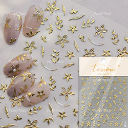 Retro Mini Flower Vintage Leaves Hot Stamping Petal Daisy Delicate Chic Self Adhesive Nail Art Stickers Manicure Decal Wholesale (ONLINE ORDER ONLY)