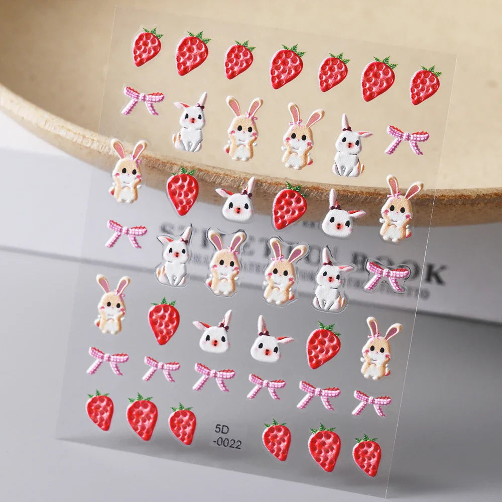 1 Sheet 5D Embossed Nail Art Stickers Graffiti Heart Flower Design Nail Art Decals Self-Adhesive DIY Manicure Nail Art Supplies* (ONLINE ORDER ONLY)