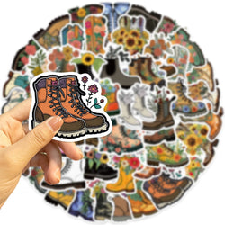 50pcs Vintage Flowers Boots Graffiti Stickers  DIY Scrapbooking  Waterproof Sticker For Laptop Phone Guitar Luggage (Online Order Only)