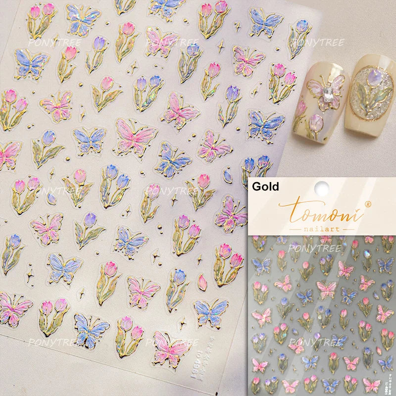 Bowknot Ribbon Butterfly Jelly Shiny Sparkling Delicate Charming Bow Tie 5D Nail Art Decorations Stickers DIY Manicure Decals (ONLINE ORDER ONLY)