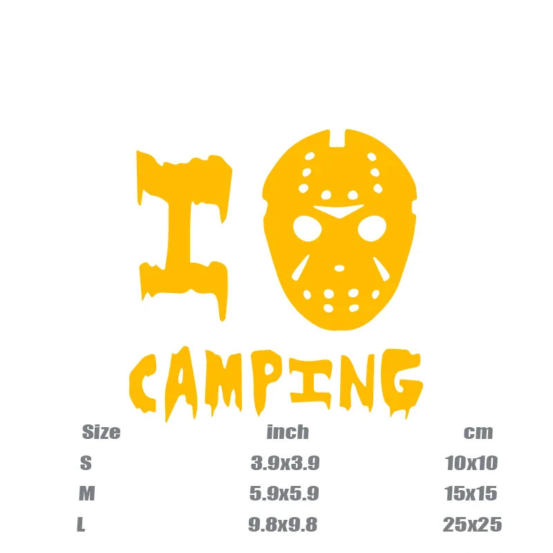 "CAMPING"Stickers,mask  jason creative funny decal high quality sticker for cars trucks motorcycles &laptops! (ONLINE ORDER ONLY)