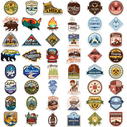10/30/48PCS Camping Stickers Outdoor Travel Hiking Cartoon Decals DIY Laptop Scrapbook Phone Luggage Water Bottle Helmet Sticker (ONLINE ORDER ONLY)