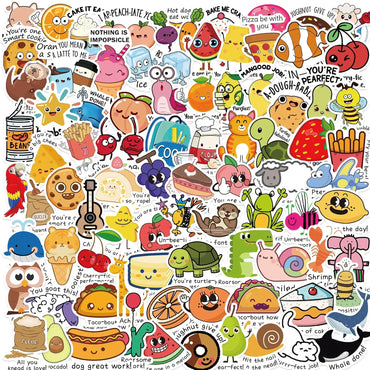 100 Pieces Kids Pun Classroom  Vinyl Stickers for Students Teachers Elementary School Cute Inspirational Motivational Toys (Online Order Only)