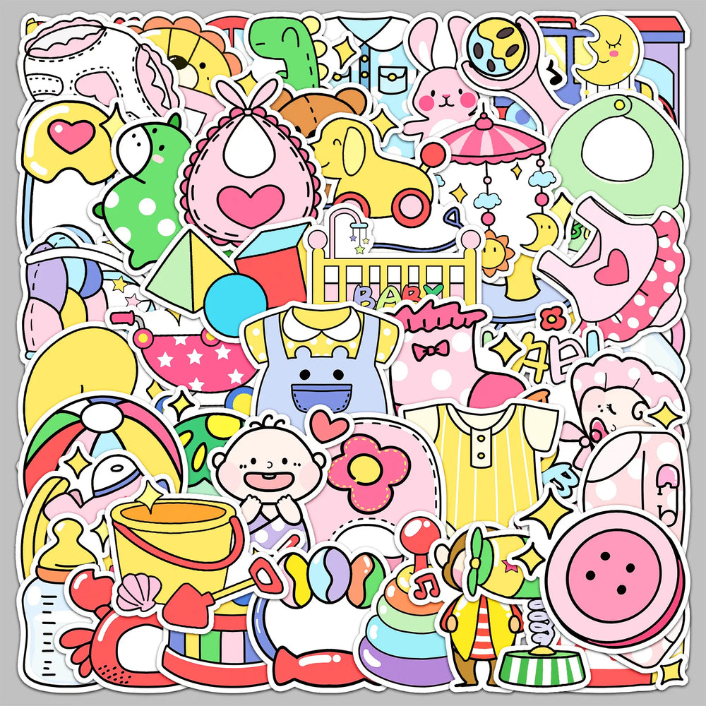 50Pcs Cute Baby Cartoon Stickers for Helmet, Wall, DIY Decoration (ONLINE ORDER ONLY)