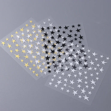 3D Gold Sliver Star Nails Stickers Bronzing Laser White Cross Starlight Glossychic Stylish Y2K Adhesive DIY Manicure Decorations (Online Order Only)