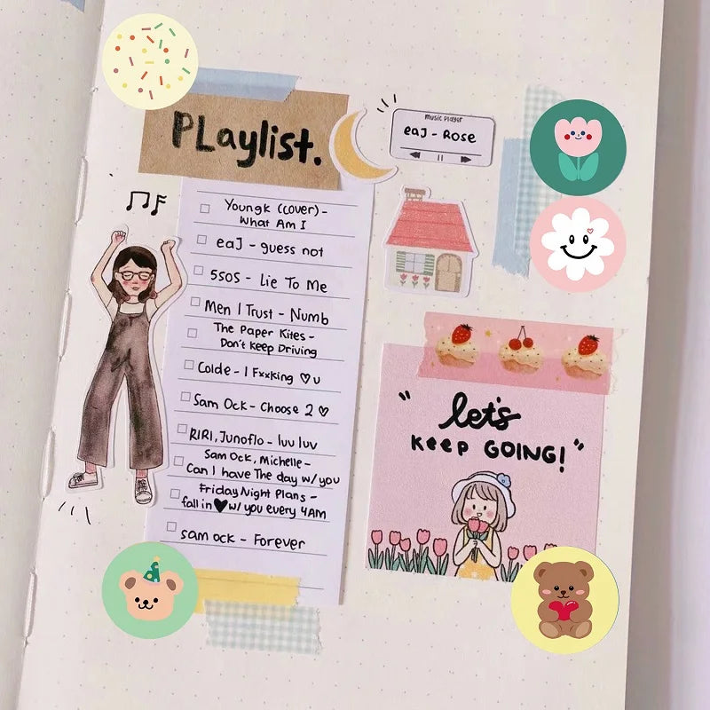 100-500PCS Children's Stickers DIY Gift Sealing Label Cartoon Animal Roll Stickers Photocard Decor Packaging Stickers for Kids (Online Order Only)