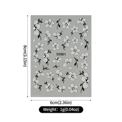 10pcs/Set Sparkling Silvery Floral Nail Art Stickers Self-Adhesive Glittery 5D Hibiscus & Cherry Blossom Decals for Manicure DIY (Online Order Only)