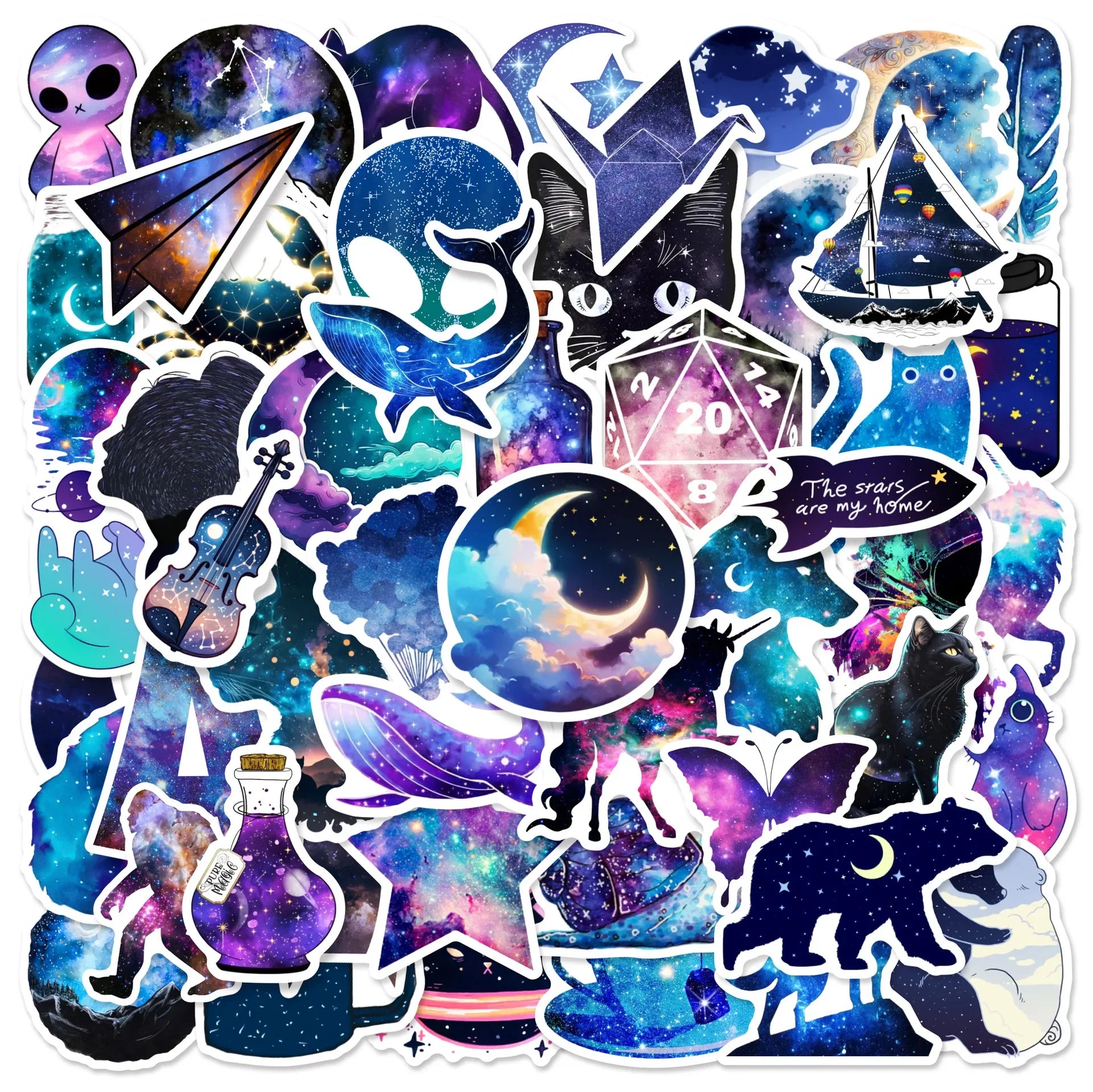 50pcs Starry Sky Graffiti Stickers for Helmet, Wall, Desktop Decoration Wholesale (ONLINE ORDER ONLY)