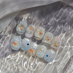 Sackful Starfish Goldfish Jellyfish Seahorse Bubbles Conch Ocean Whale Brocaded Carp Adhesive Nail Art Stickers Manicure Decals (ONLINE ORDER ONLY)