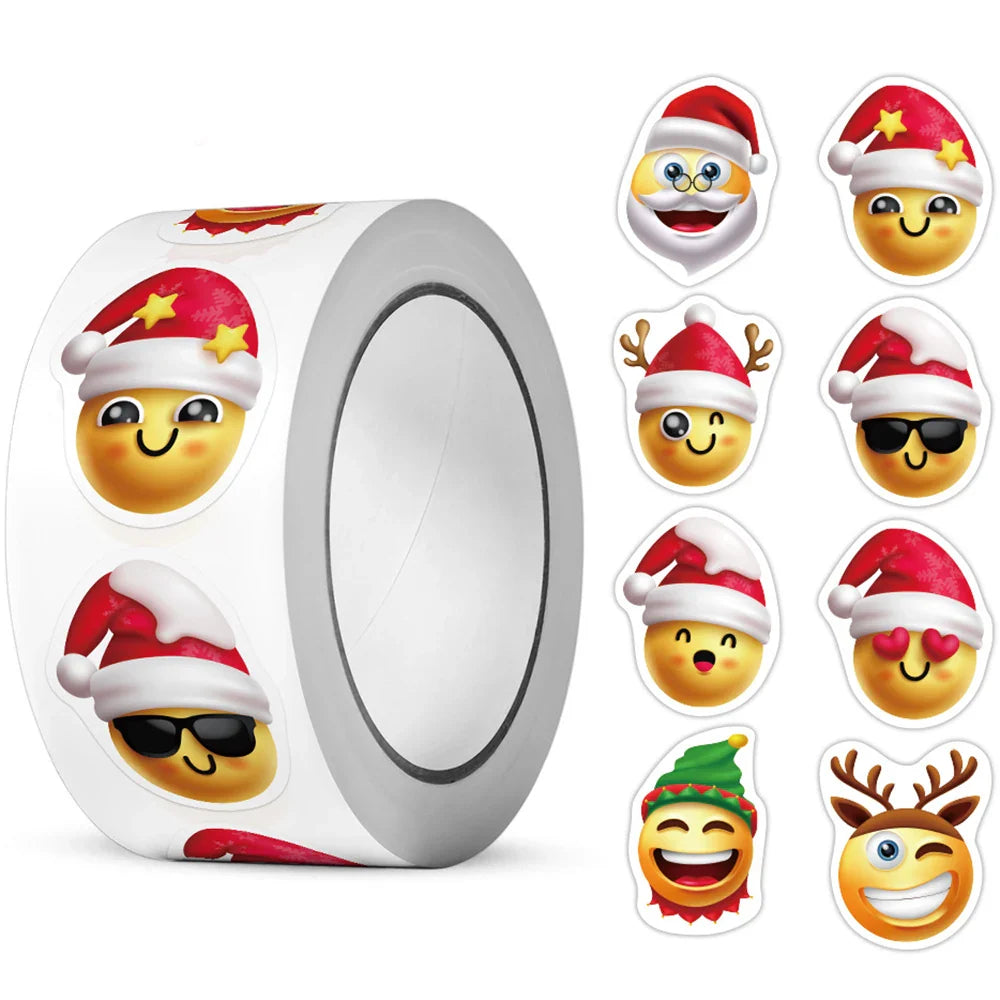 100-500pcs Heterotypic Christmas Themed Stickers 8 Designs DlY Graffiti Holiday Party Decoration label Stationery Sticker (ONLINE ORDER ONLY)