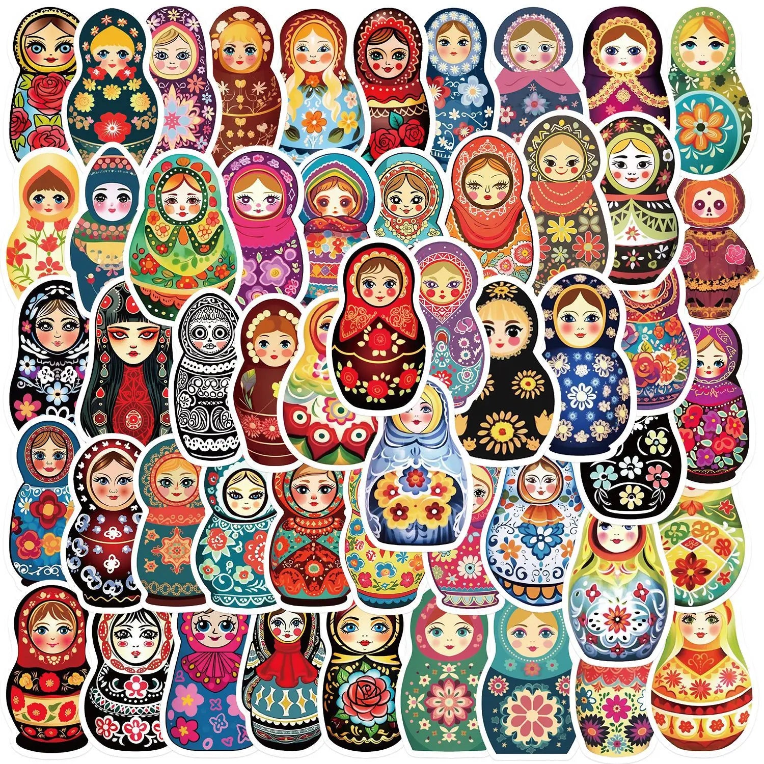 Matryoshka Doll Stickers 10/30/52PCS for Phone Laptop Luggage Skateboard Decals (ONLINE ORDER ONLY)