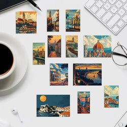 50pcs Retro Landscape Painting Stationery Sticker Asethetic Natural Landscape Scrapbook Sticker DIY Decor Luggage Sticker (ONLINE ORDER ONLY)