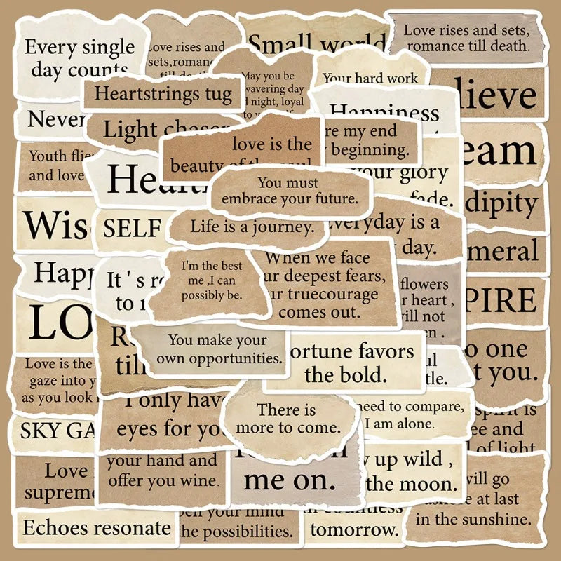 50pcs Retro English Phrase Graffiti Stickers for Helmet, Wall, DIY Decoration Wholesale (Online Order Only)