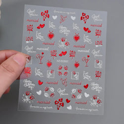 1PC Holographic Laser Heart Nail Stickers-3D Self-Adhesive Golden White Valentines Day Nail Decals For Women Nail Art Decoration (ONLINE ORDER ONLY)