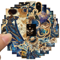 50pcs Aesthetic Cartoon Fancy Universe Stickers Water Bottle Art Stickers Laptop Luggage Notebook Waterproof Vinyl Phone Decals (Online Order Only)