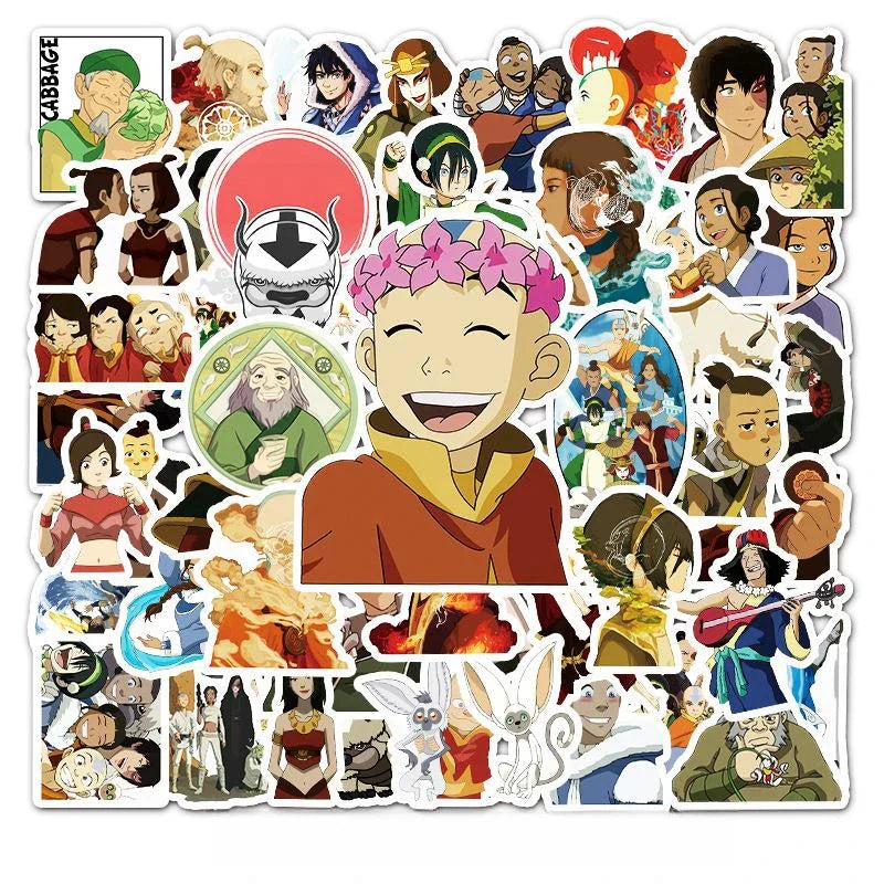 50pcs Avatar Anime Stickers for Laptop, Phone, Car, Scooter, Water Bottle, Suitcase, Stationery, Refrigerator (Online Order Only)