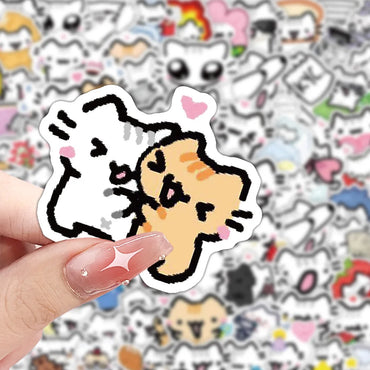 10/30/72PCS Cute Pokky Cat Stickers Kawaii Animal Meme Graffiti Decals Luggage Laptop Phone Guitar Car Bike Skateboard Sticker (ONLINE ORDER ONLY)