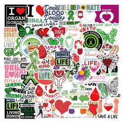 50pcs Donate Life Graffiti Stickers for Laptop, Water Bottle, Phone, Scooter, Suitcase, Refrigerator (Online Order Only)