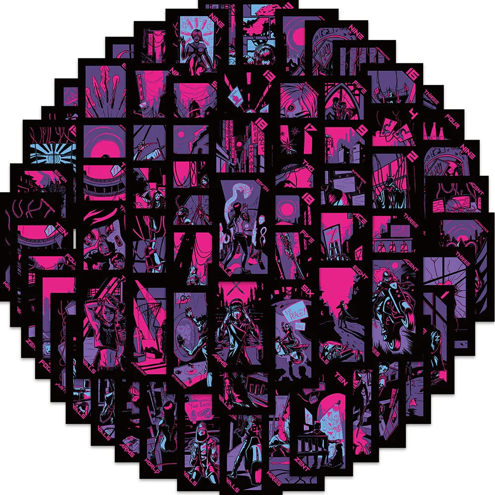 10/30/72PCS Dark Tarot Cards Purple Cool Stickers Decoration For Phone Laptop Notebook Skateboard Bike Car Wall Decals Toys Gift (ONLINE ORDER ONLY)