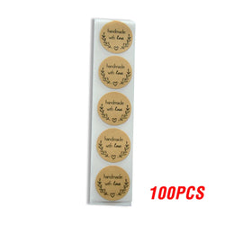 100-500pcs Round Natural Kraft Handmade Stickers Scrapbooking For Package Adhesive Thank You Sticker Seal Labels Stationery (ONLINE ORDER ONLY)