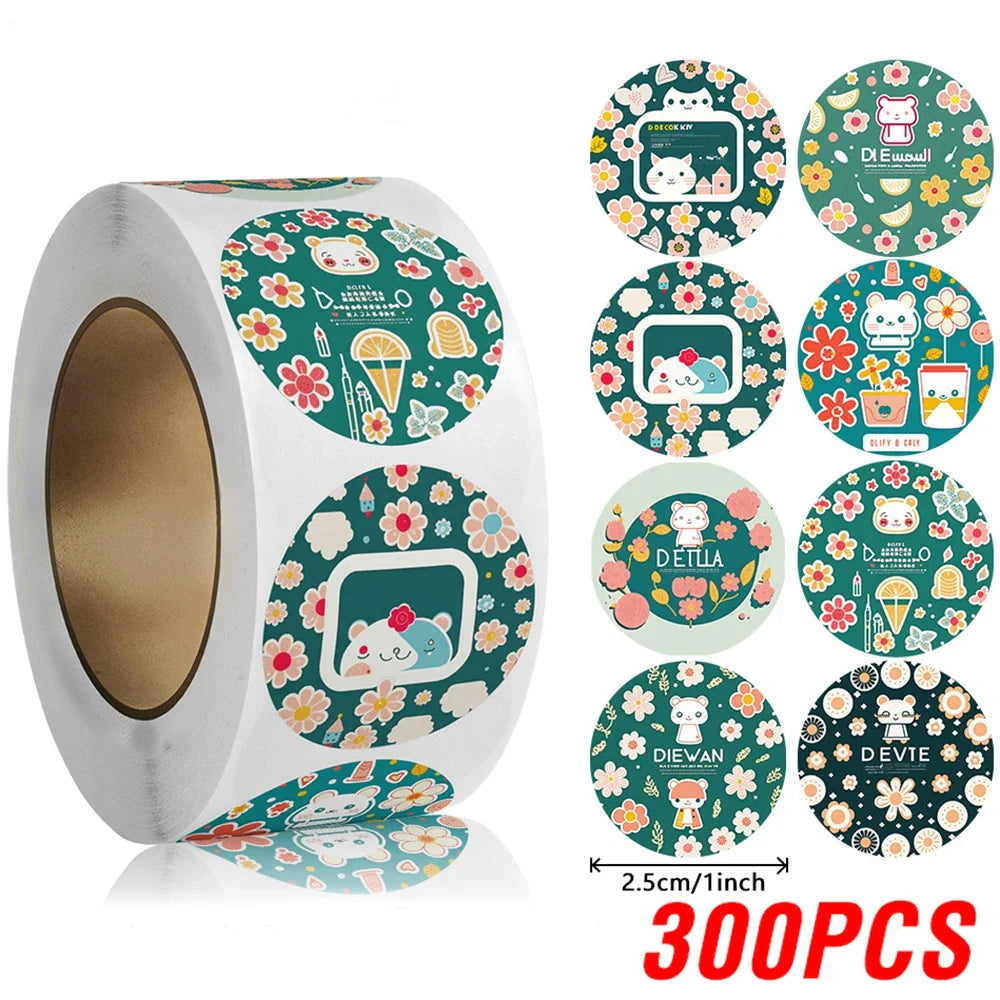 100-500pcs Cute Reward Sticker 1inch Cartoon Animal Stickers For Kids Gift Decor Envelope Sealing Labels Stationery Stickers (ONLINE ORDER ONLY)