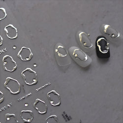 Gold Silver Line Irregular Shape Shiny Rhinestone 5D Bronzing Soft Relief Self Adhesive Nail Art Stickers Nail Decoration Decals (ONLINE ORDER ONLY)