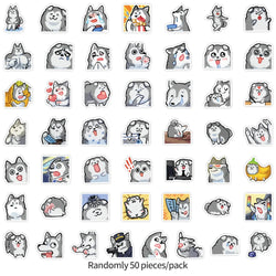 10/30/50PCS Silly Husky Stickers Cute Dog Meme Graffiti Toy Cartoon DIY Decoration Laptop Phone Guitar Car Bike Skateboard Decal (ONLINE ORDER ONLY)