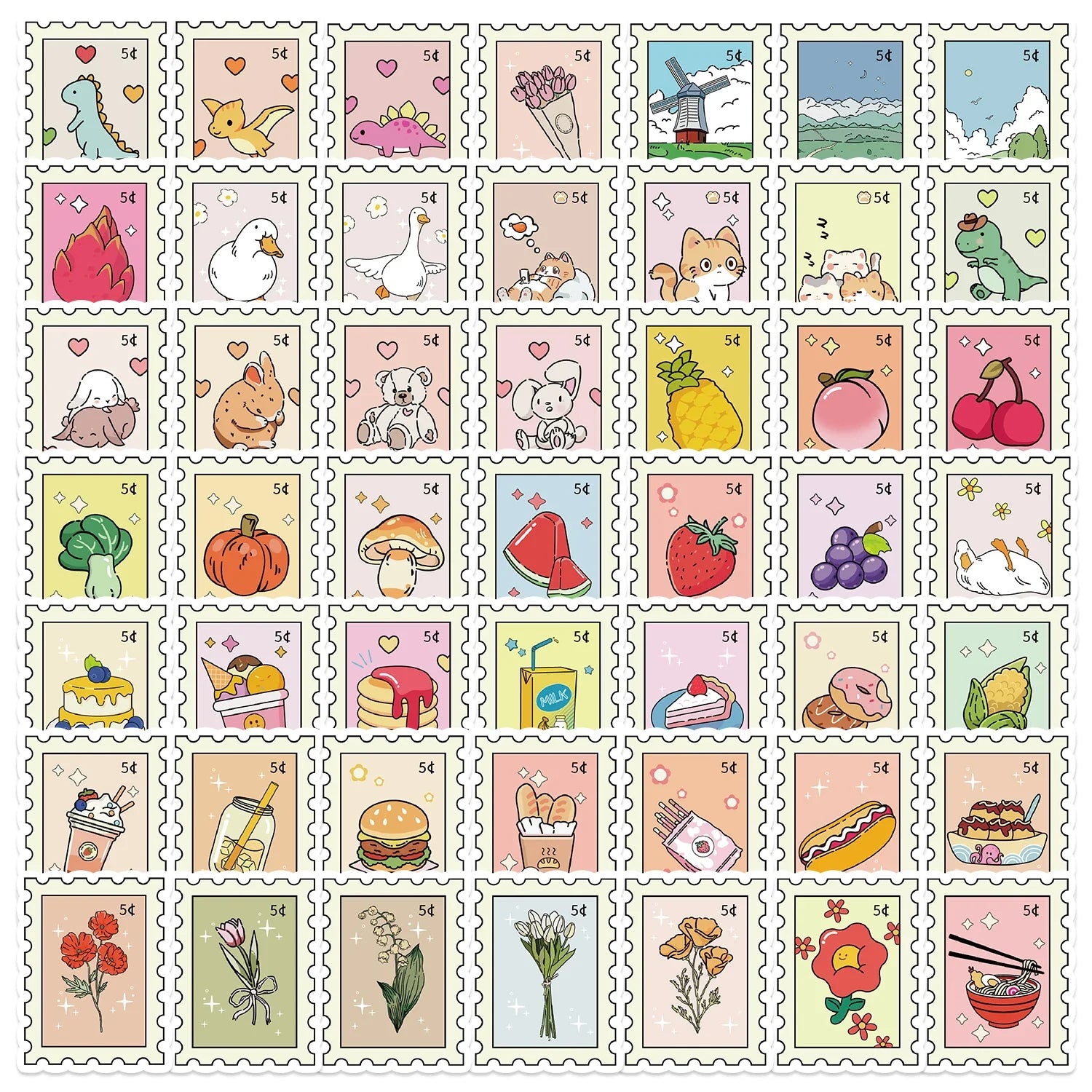 50PCS Aesthetic PVC Waterproof Stickers for Scrapbooking and School Supplies (Online Order Only)