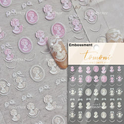 Golden Border Tulip Bloom Flower Bowknot Geometric Frame Metal Workmanship Charming Adhesive Nail Art Sticker Manicure Decals (ONLINE ORDER ONLY)