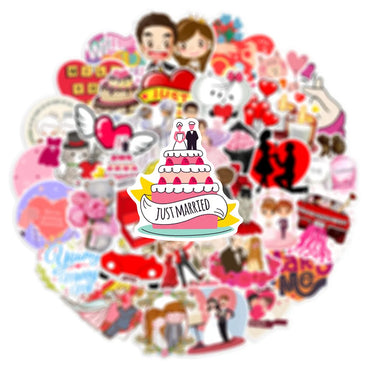 10/30/50PCS Valentine Wedding Love Stickers Cartoon Cute Decals Toys Gift DIY Decoration Laptop Scrapbook Phone Guitar Sticker (ONLINE ORDER ONLY)