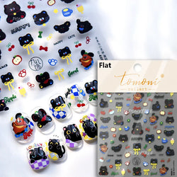 Cartoon Black Kitten Cute Cat Star Moon Bowknot Cat's Paw Flaky Cloud Self Adhesive Nail Art Decoration Stickers Manicure Decals (ONLINE ORDER ONLY)