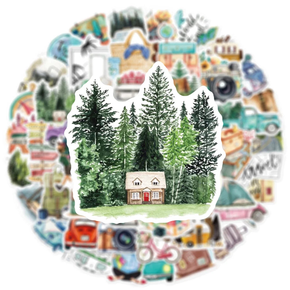 50Pcs Outdoor Travel Stickers Laptop Bicycle Guitar Skateboard Sticker Kid DIY Graffiti Waterproof Stickers Toy (ONLINE ORDER ONLY)