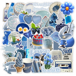Cute Blue Stickers Pack: Cartoon Decals for Phone, Notebook, Fridge, Laptop, Guitar, Toys (ONLINE ORDER ONLY)