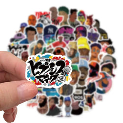 10/30/64pcs Mix of Rapper Hip Hop Cartoon Sticker Packs (ONLINE ORDER ONLY)