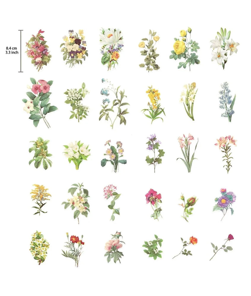 Floral Washi Planner Sticker, Decorative Adhesive  Craft Scrapbooking  Set for Diary, Album Journal, 60 PCS (ONLINE ORDER ONLY)