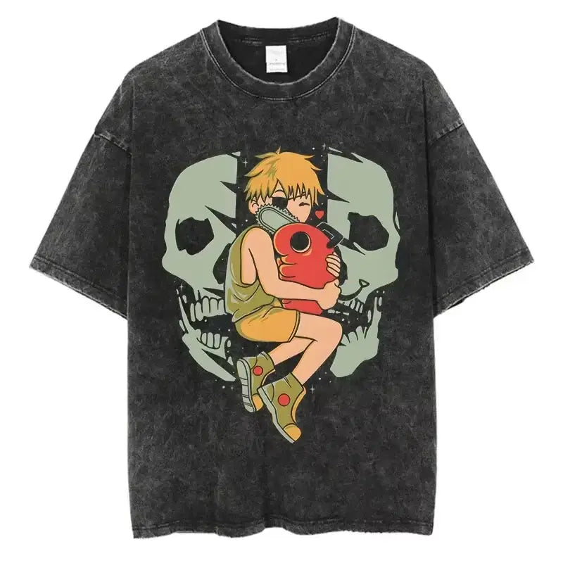 Chainsaw Man Vintage T-shirt Washed Cotton Tee (ONLINE ORDER ONLY)