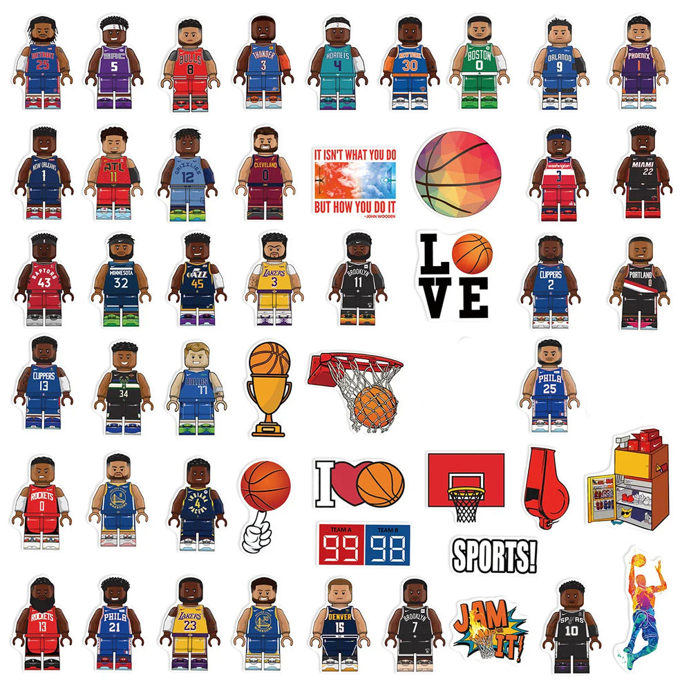 50Pcs Cool Basketball Character Graffiti Stickers Decals DIY Laptop Luggage Skateboard Car Bike Decoration Sticker Toys (ONLINE ORDER ONLY)