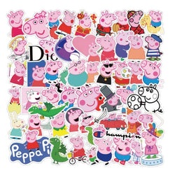 50pcs Peppa Pig Stickers for Laptop, Phone, Scooter, Water Bottle, Suitcase, and More (ONLINE ORDER ONLY)