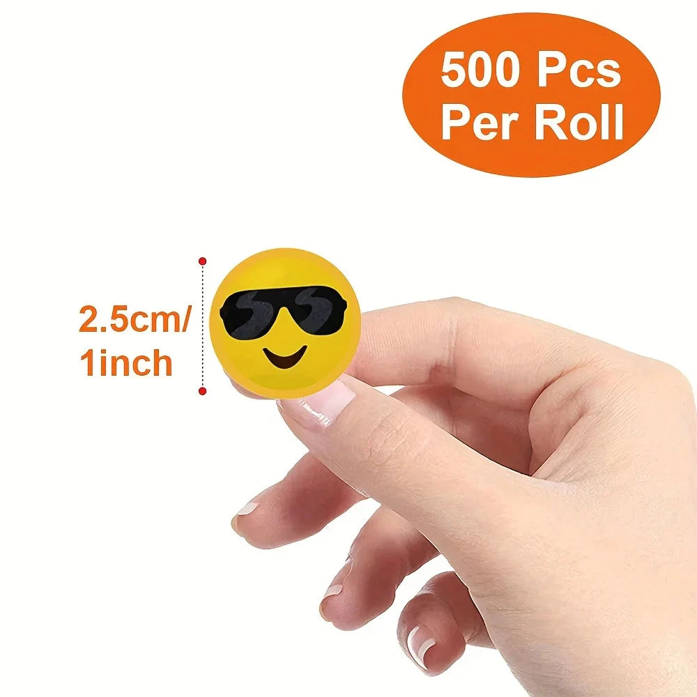 500pcs/roll Cartoon Funny Face Expression Reward Stickers, DlY Decoration Label  For Game Gift Envelope Self Adhesive Stickers (ONLINE ORDER ONLY)