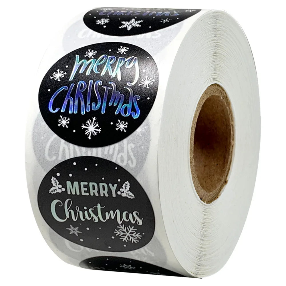 100-500Pcs Round Merry Christmas Stickers Seal Labels 1inch Golden Word Label For Christmas Gift Decorate Sticker (Online Order Only)