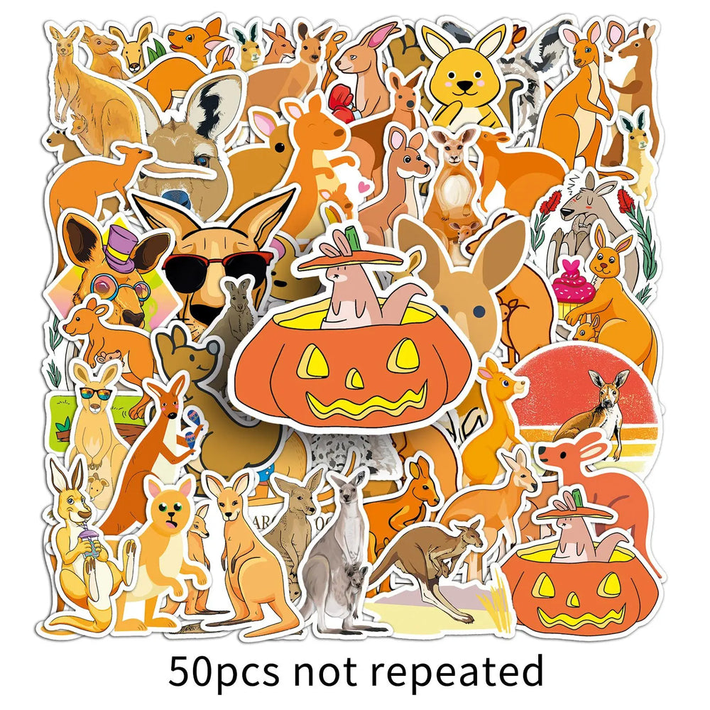 50Pcs Cute Kangaroo Graffiti Stickers for Helmet, Wall, DIY Decor (ONLINE ORDER ONLY)