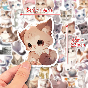 10/30/50PCS Cute Light Color Cat PVC Sticker Aesthetic Decoration Scrapbooking Children's Korean Stationery School Supplies (ONLINE ORDER ONLY)